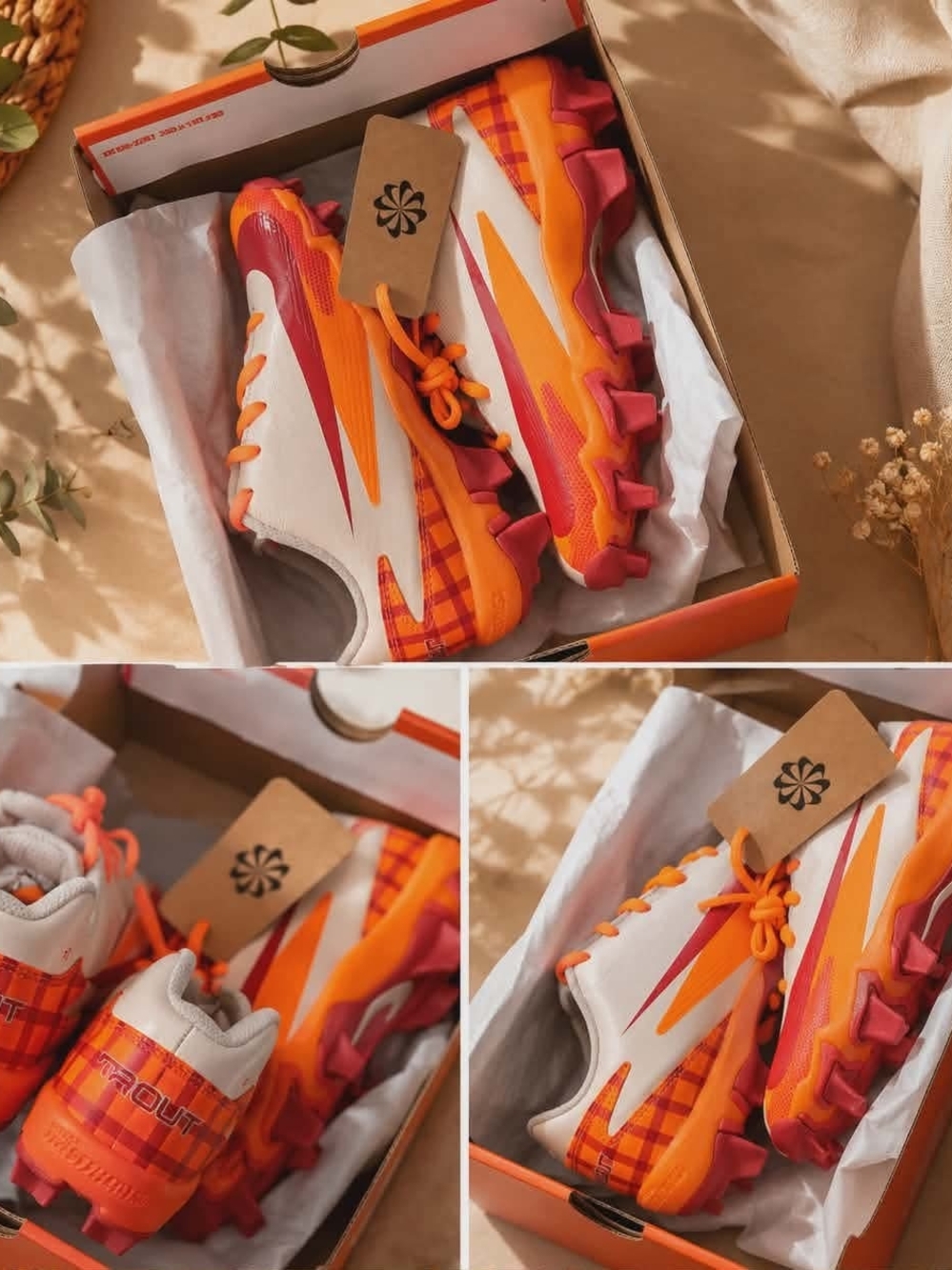 Nike Orange & Pink Kids Baseball Cleats Mike Trout 1y